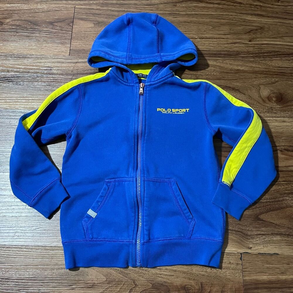 Polo Sport Ralph Lauren RL Performance Hoodie Full Zip Sweater Blue Boys Size 6